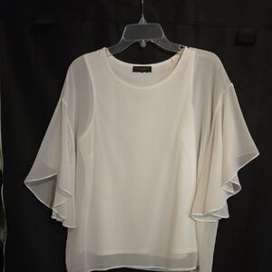 Elegant White Ruffle Sleeve Top